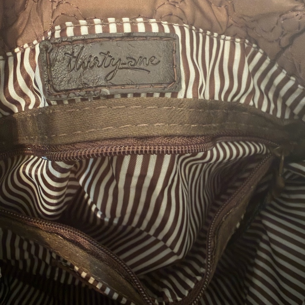 Thirty-one Brown Poppy Floral Crossbody Quilted Messenger Bag Monogram A - Picture 6 of 8